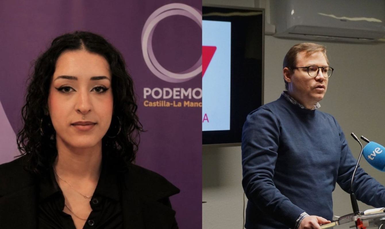 Los coordinadores en CLM de Podemos e IU, Irene Alcalá y Pedro Mellado.