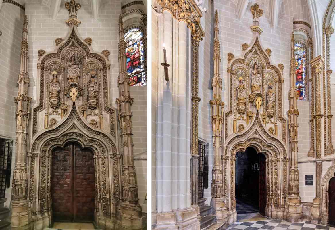 Portada de acceso a la Catedral, antes y después de la reforma.