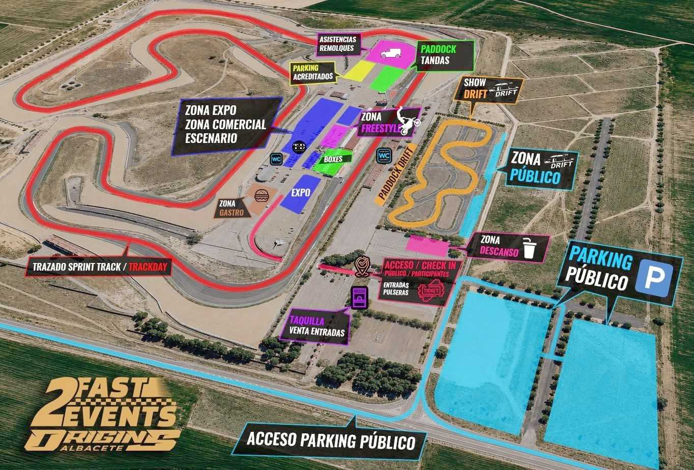 Plano del '2 Fast 2 Events' en el circuito de velocidad de Albacete