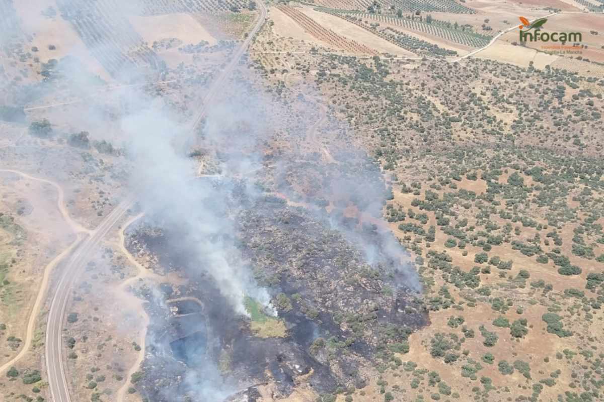 Incendio forestal en Santa Ana de Pusa (Toledo). Foto: Infocam