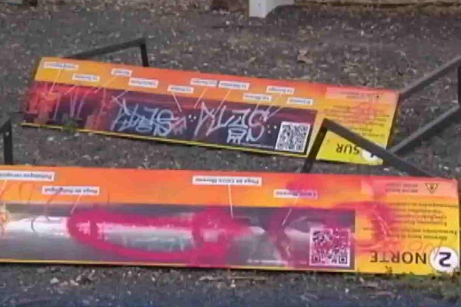 Destrozan un mirador en Poblete que tenía material divulgativo sobre los volcanes
