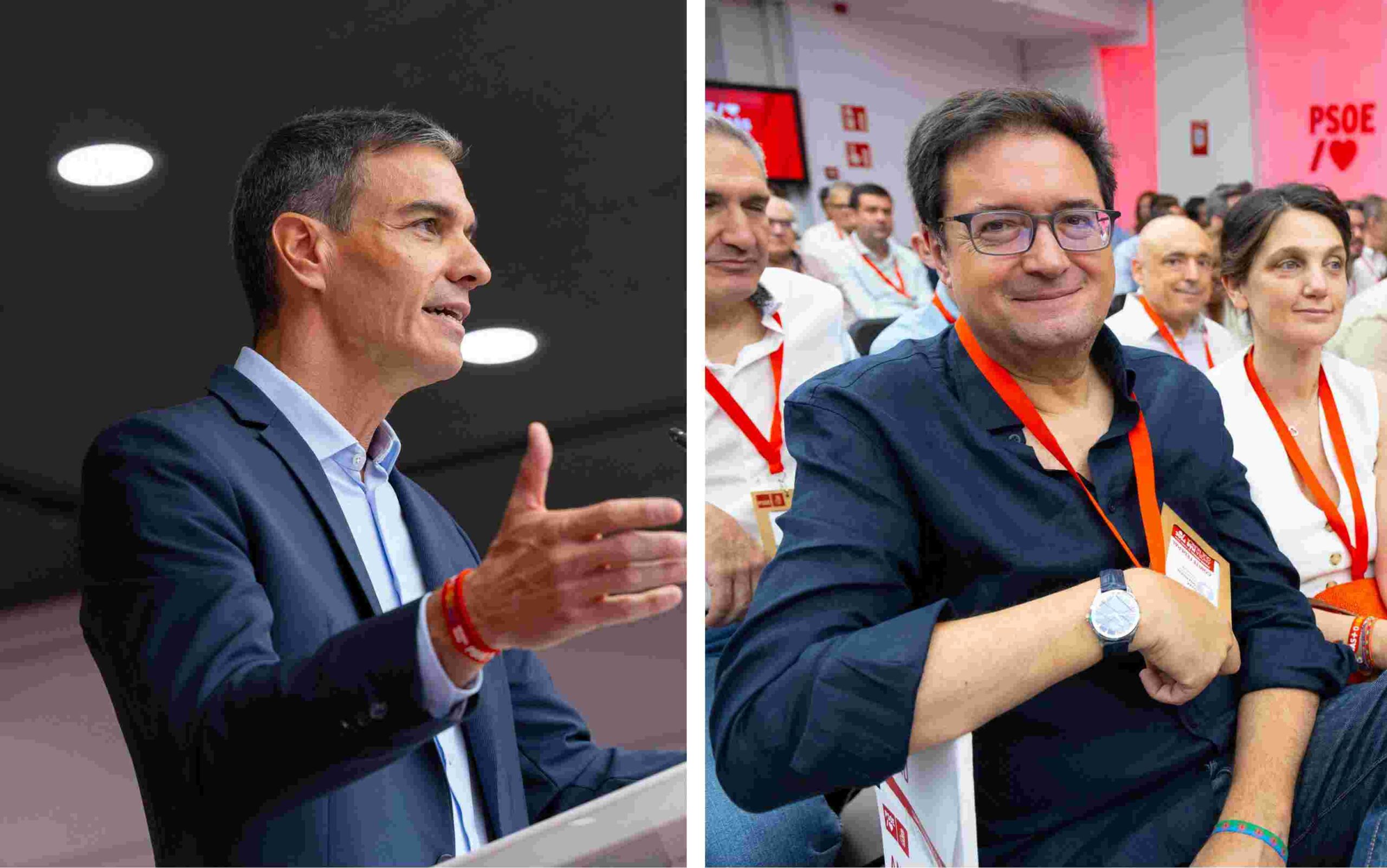 Pedro Sánchez y Óscar López, en el comité federal del PSOE.
