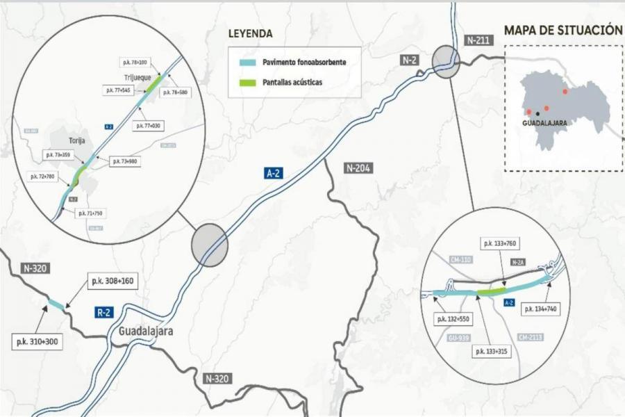 Luz verde a 8 millones para silenciar el ruido de la A-2 y la N-320 a su paso por Guadalajara