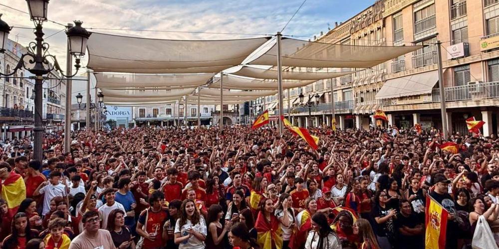 Imagen de la Plaza Mayor de Ciudad Real durante el España-Francia de semifinales