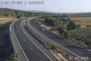 kilómetro 34 de la A-30 a su paso por Albacete. Foto: DGT