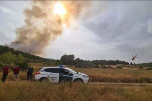 Medios aéreos y terrestres combaten un incendio forestal en Ayna (Albacete). Foto: Guardia Civil