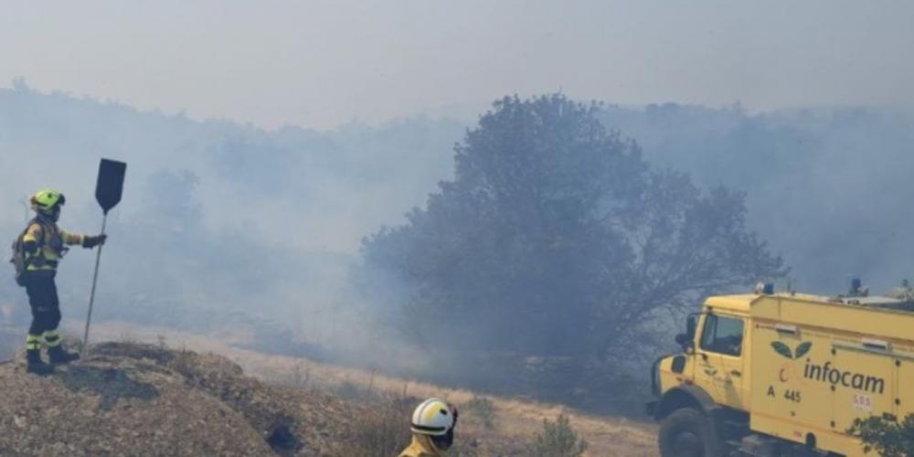 Bomberos forestales en el incendio de La Mierla.