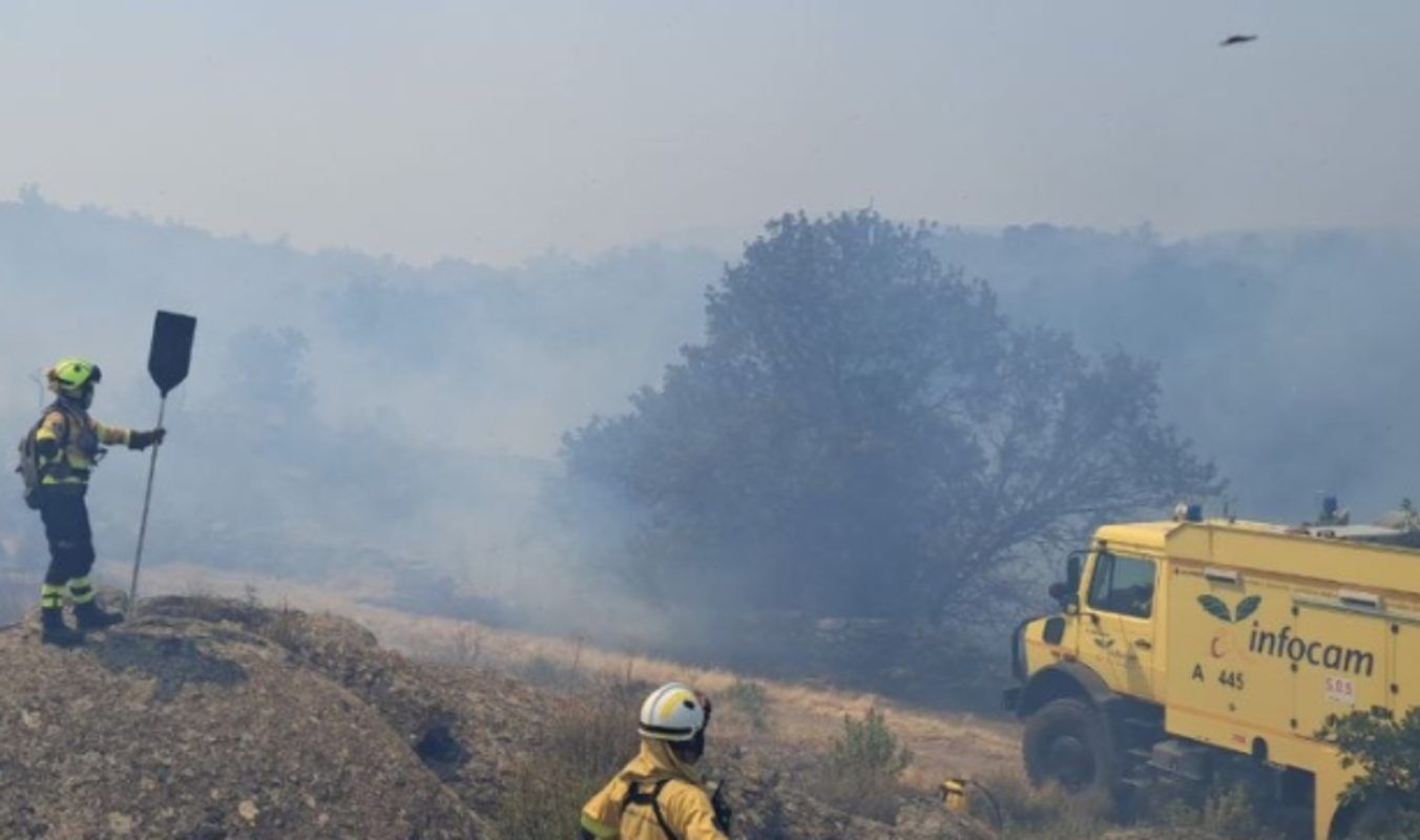 Bomberos forestales en el incendio de La Mierla.