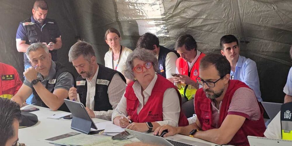 Mercedes Gómez, presente en el puesto de mando avanzado estatal situado en Navalcarnero.