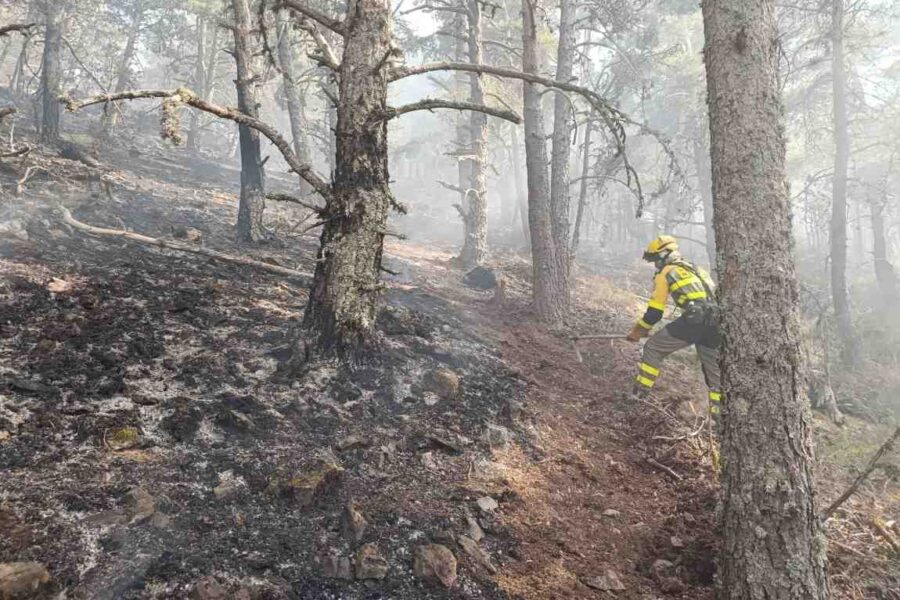 El incendio de La Mierla sigue activo y sin estabilizarse pese a una «evolución satisfactoria»