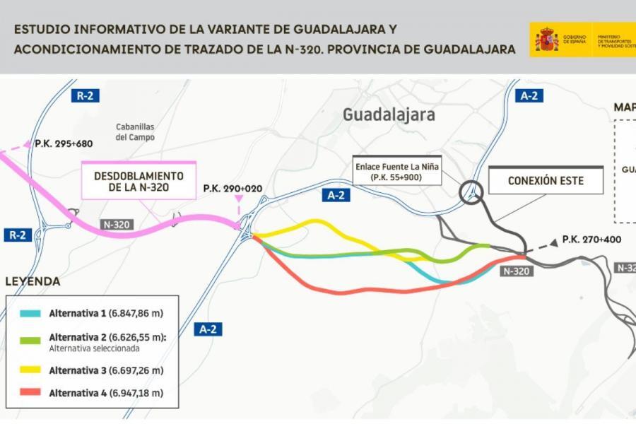 Aprobado provisionalmente el estudio informativo de la variante de Guadalajara y acondicionamiento de la N-320