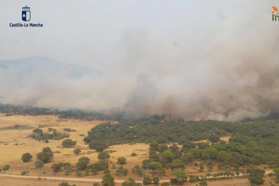 Consolidan 20 kilómetros de perímetro del incendio de Ávila en el sector asignado a Toledo