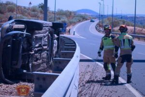 Accidente en la TO-21. Imagen: Bomberos del Ayuntamiento de Toledo.