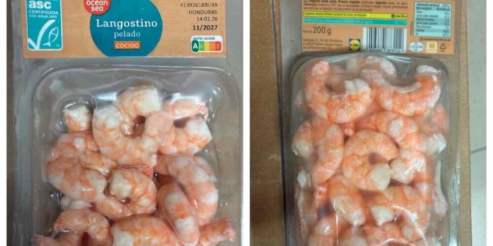 Los langostinos de Lidl que han sido retirados.