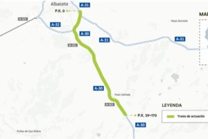 Mapa de las obras de rehabilitación de la autovía A-30. Imagen: Ministerio de Transportes