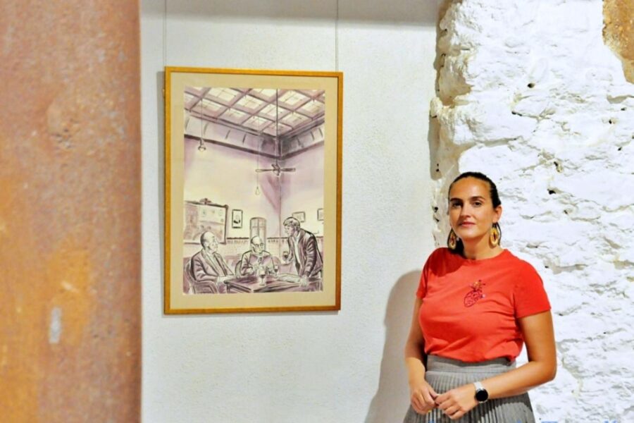 Davinia dejó su trabajo y aprendió a pintar: cuatro años después hace sus cuadros con vino de Tomelloso