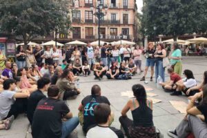 Concentración que convocó este domingo la Unión Popular de Inquilinos en Toledo este domingo.