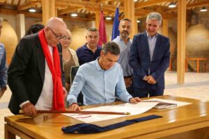 Pedro Sánchez, en Noblejas (Toledo).