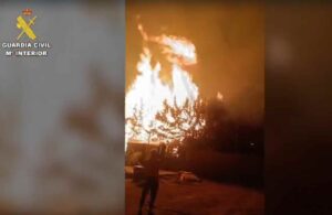 Incendio en la urbanización Calalberche, en Santa Cruz de Retamar.