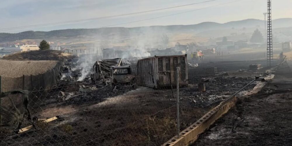 Incendio en la planta de reciclaje. Foto: Ayuntamiento de Cuenca