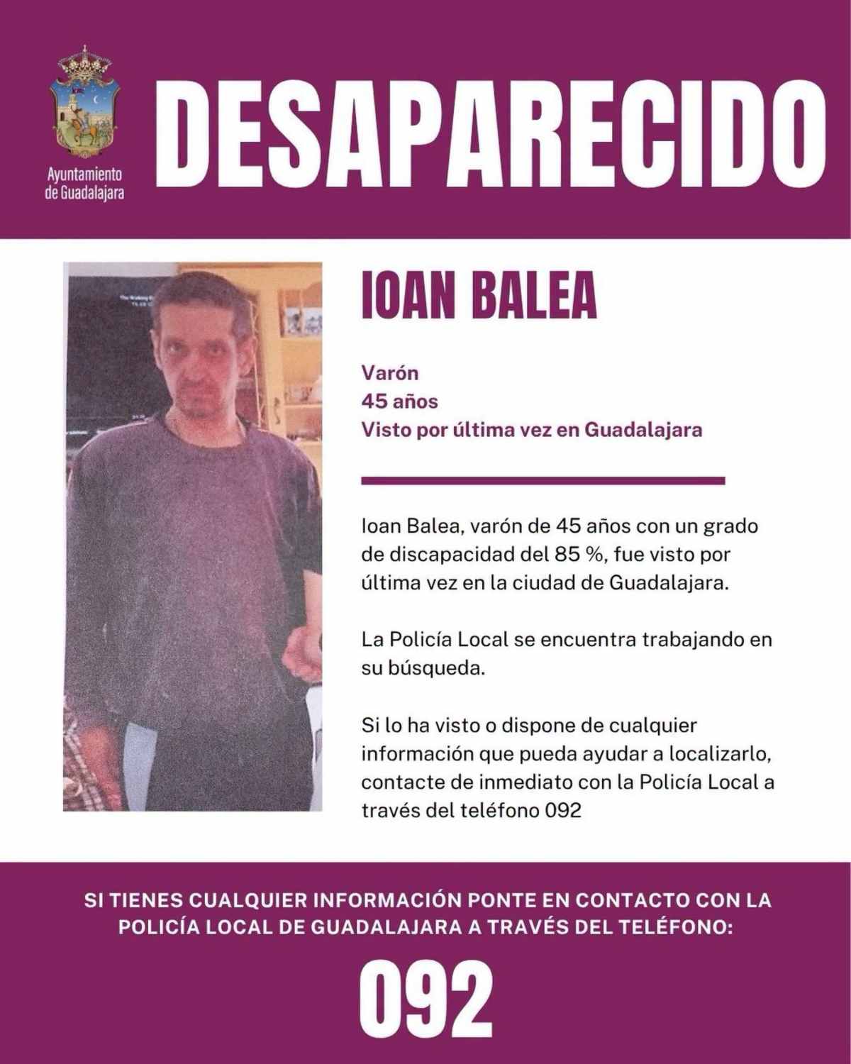 Cartel Desaparecido Guada