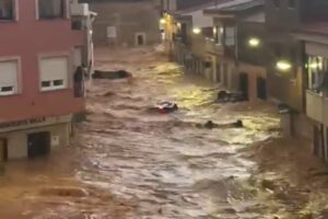 Imagen de Madrigueras durante la riada.