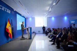El ministro, cuando presentó el nuevo modelo de respuesta policial a la violencia de género. Foto: EP.