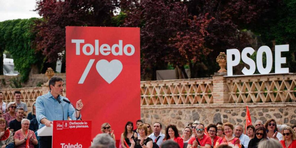 Pedro Sánchez, durante un acto de partido en Toledo. Foto: EP.