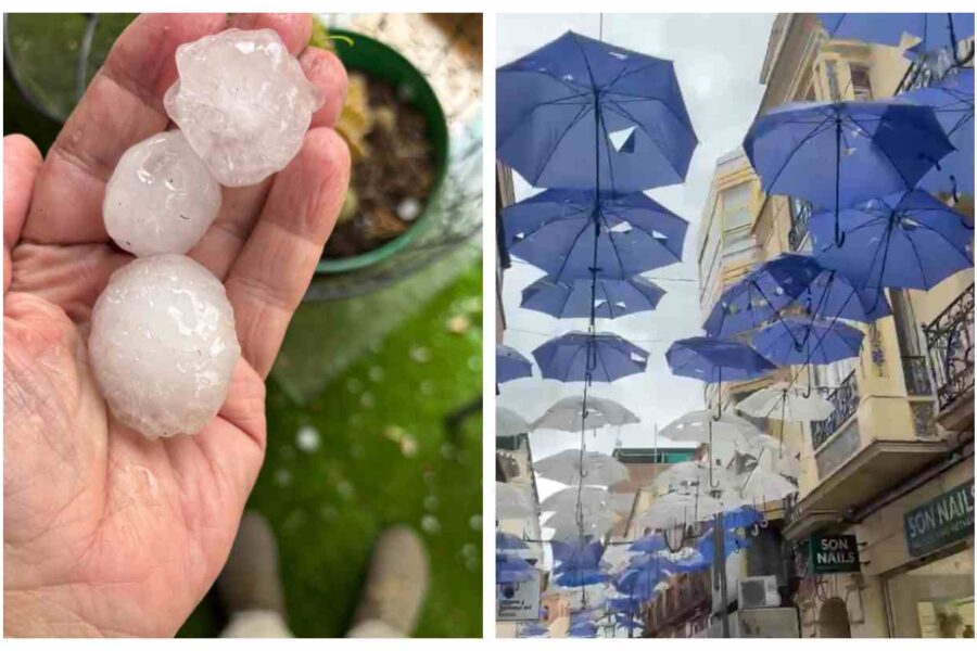 Una increíble granizada en Talavera provoca inundaciones, caída de árboles y destroza los paraguas